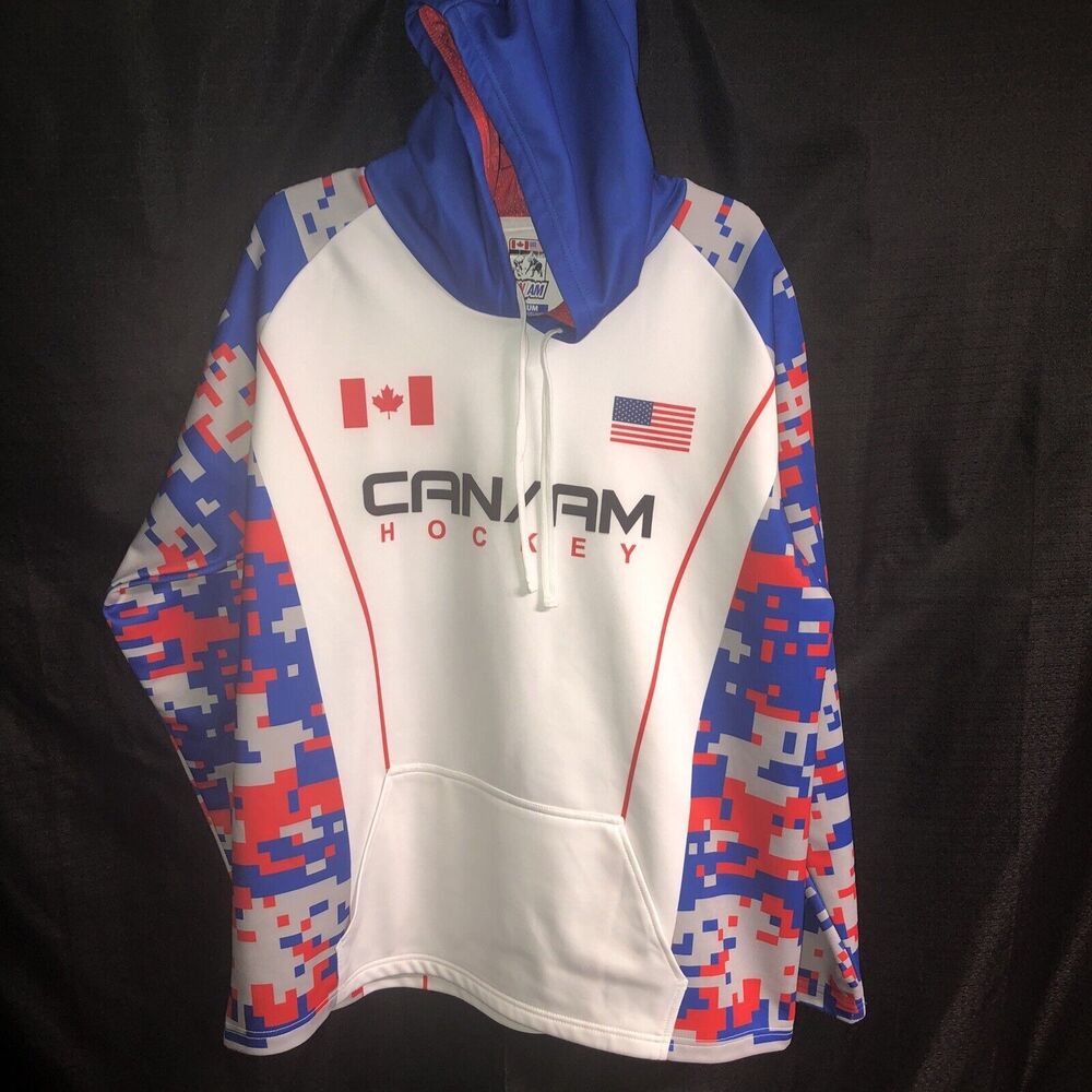 Hockey America Canada Digital Pattern Hoodie Men's SZ LG VGC